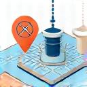 Icône de carte numérique avec des points interactifs