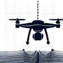 Icône de drone volant au-dessus d'un paysage urbain